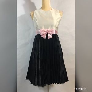 Vtg Jessica McClintock Dress Pleated Skirt Bow